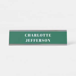 Porte-nom Pour Bureau Minimaliste Classique Professionnel Vert Blanc