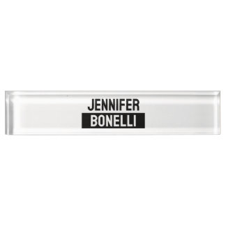 Porte-nom Pour Bureau Minimaliste Élégant Moderne Nom Simple Noir & Blan