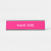 Porte-nom Pour Bureau minimaliste fuchsia rose chaud nom personnalisé te (Devant)