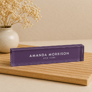 Porte-nom Pour Bureau Minimaliste Luxe Aubergine Violet