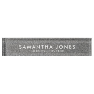 Porte-nom Pour Bureau Minimaliste Moderne Exécutif Argent Métallisé