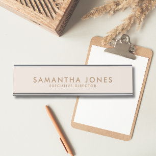 Porte-nom Pour Bureau Minimaliste Moderne Pale Peach Pastel