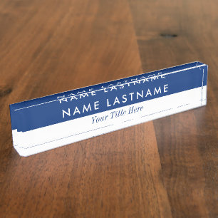 Porte-nom Pour Bureau Minimaliste moderne Simple demi-marine Bleu blanc