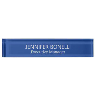 Porte-nom Pour Bureau Minimaliste personnalisé bleu ajoutez votre nom