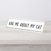 Porte-nom Pour Bureau m'interroger sur mon chat (Devant)