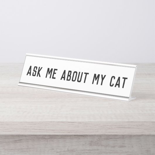 Porte-nom Pour Bureau m'interroger sur mon chat (Devant)