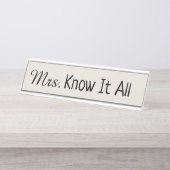 Porte-nom Pour Bureau Mme Tout Sait (Devant)