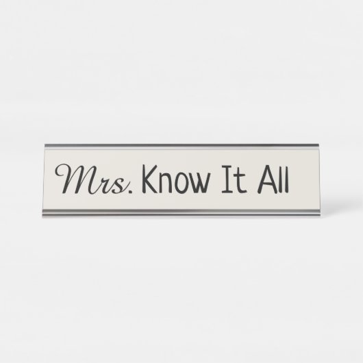 Porte-nom Pour Bureau Mme Tout Sait (Devant)