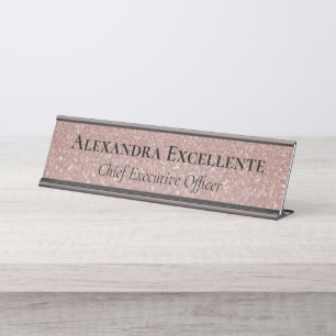 Porte-nom Pour Bureau Mode élégante Parties scintillant rose Personnal