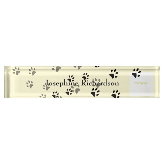 Porte-nom Pour Bureau Modèle Cheeky Cat Footprints (Devant)
