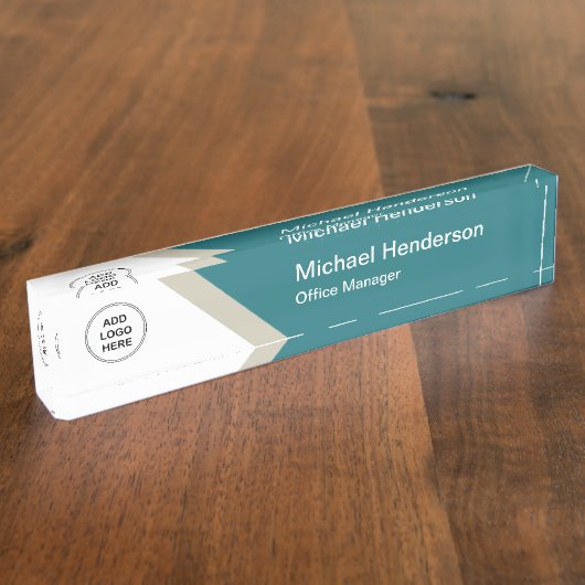 Porte-nom Pour Bureau Modèle de logo Office Executive Modern (Taille)