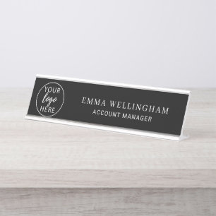 Porte-nom Pour Bureau Modèle de rôle de nom de bureau avec logo d'entrep