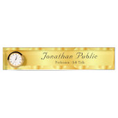 Porte-nom Pour Bureau Modèle de script manuscrit Faux Gold Elegant (Devant)