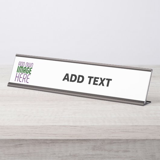 PORTE-NOM POUR BUREAU MODÈLE DE TEXTE D'IMAGE BLANCHE SIMPLE MODERNE (Devant)