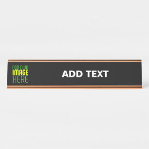 PORTE-NOM POUR BUREAU MODÈLE DE TEXTE D'IMAGE NOIRE SIMPLE ET MODERNE
