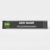 PORTE-NOM POUR BUREAU MODÈLE DE TEXTE D'IMAGE NOIRE SIMPLE ET MODERNE (Devant)