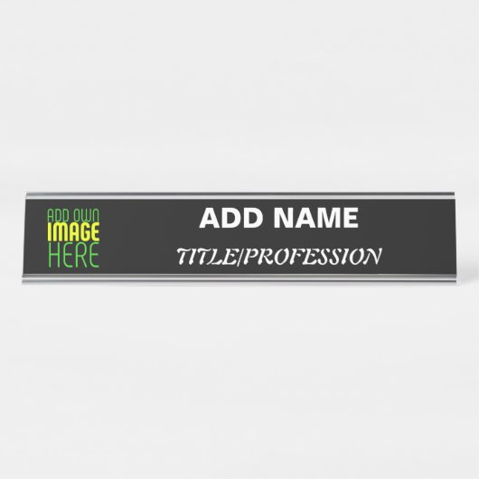 PORTE-NOM POUR BUREAU MODÈLE DE TEXTE D'IMAGE NOIRE SIMPLE ET MODERNE (Devant)