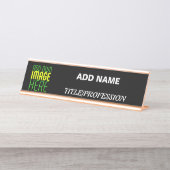 PORTE-NOM POUR BUREAU MODÈLE DE TEXTE D'IMAGE NOIRE SIMPLE ET MODERNE (Devant)