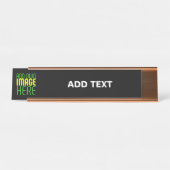 PORTE-NOM POUR BUREAU MODÈLE DE TEXTE D'IMAGE NOIRE SIMPLE ET MODERNE (Devant)