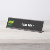 PORTE-NOM POUR BUREAU MODÈLE DE TEXTE D'IMAGE NOIRE SIMPLE ET MODERNE (Devant)