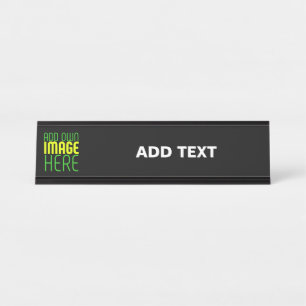PORTE-NOM POUR BUREAU MODÈLE DE TEXTE D'IMAGE NOIRE SIMPLE ET MODERNE