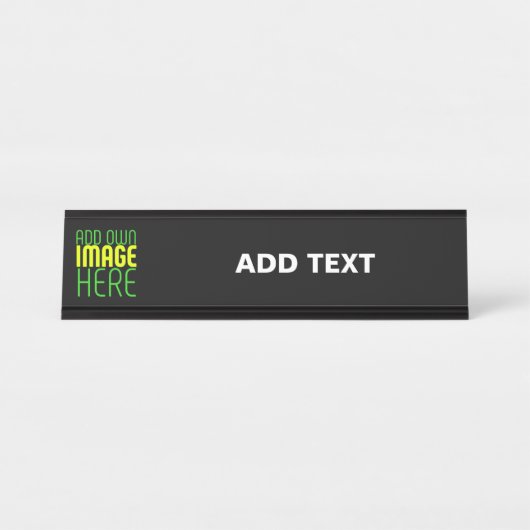 PORTE-NOM POUR BUREAU MODÈLE DE TEXTE D'IMAGE NOIRE SIMPLE ET MODERNE (Devant)