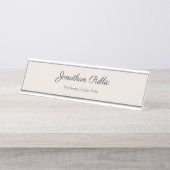 Porte-nom Pour Bureau Modèle élégant professionnel simple manuscrit (Devant)