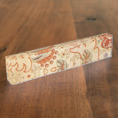 Porte-nom Pour Bureau Modèle floral antique de Chintz Paisley (Taille)