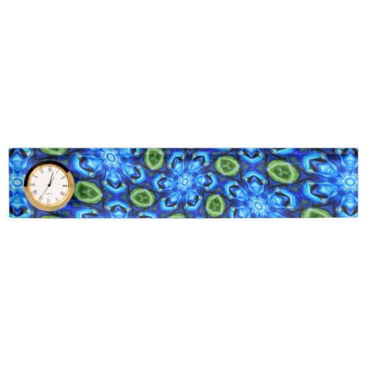 Porte-nom Pour Bureau Modèle Floral bleu Abstrait (Devant)