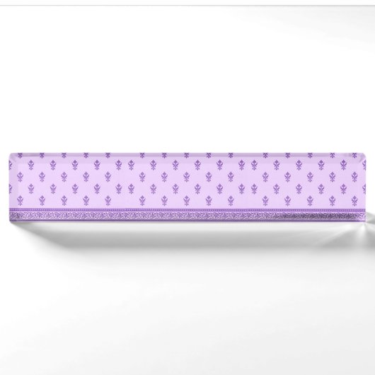 Porte-nom Pour Bureau Modèle Floral pourpre (Devant)