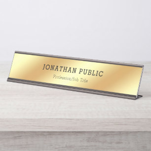Porte-nom Pour Bureau Modèle glamour d'or noir moderne