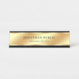 Porte-nom Pour Bureau Modèle Luxe de Glamour Élégant Noir et Or Personna