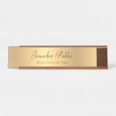 Porte-nom Pour Bureau Modèle moderne à la mode d'or de manuscrit (Devant)