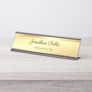 Porte-nom Pour Bureau Modèle moderne d'or élégant des textes d'écrit