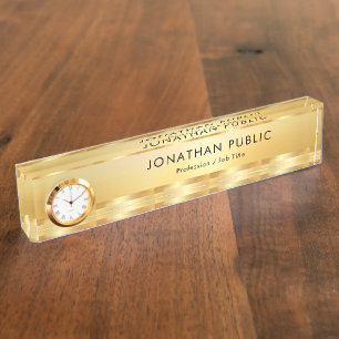 Porte-nom Pour Bureau Modèle moderne glamour Faux Gold
