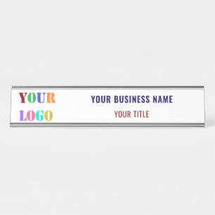 Porte-nom Pour Bureau Modèle personnalisé de nom d'entreprise avec logo