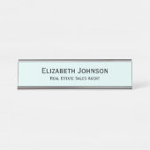 Porte-nom Pour Bureau Modern Aqua Blue Professional Business Office (Devant)