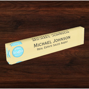Porte-nom Pour Bureau Modern Gold Corporate Business Office Titre du log