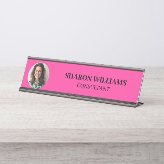 Porte-nom Pour Bureau Modern Simple Professional Custom Employee Photo (Devant)