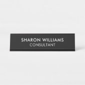 Porte-nom Pour Bureau Modern Stylish Professional Black Minimalist  (Devant)