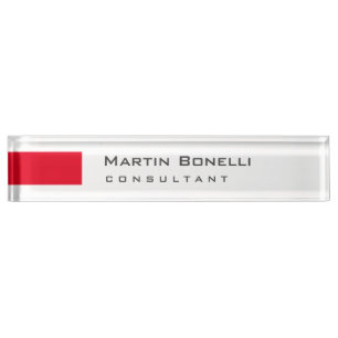 Porte-nom Pour Bureau Moderne Blanc Rouge Simple Consultant