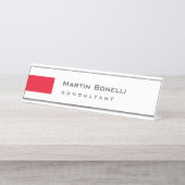 Porte-nom Pour Bureau Moderne Blanc Rouge Simple Consultant (Devant)