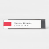 Porte-nom Pour Bureau Moderne Blanc Rouge Simple Consultant (Devant)