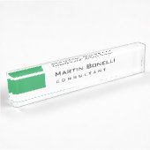 Porte-nom Pour Bureau Moderne Blanc Vert Simple Consultant