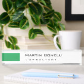 Porte-nom Pour Bureau Moderne Blanc Vert Simple Consultant