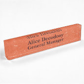 Porte-nom Pour Bureau Moderne Cadre Dirigeant Texte Orange Brûlé