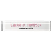 Porte-nom Pour Bureau Moderne Chic rose, blanc et noir (Devant)