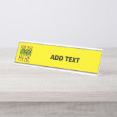 PORTE-NOM POUR BUREAU MODERNE ÉDITABLE SIMPLE JAUNE MODÈLE TEXTE IMAGE (Devant)