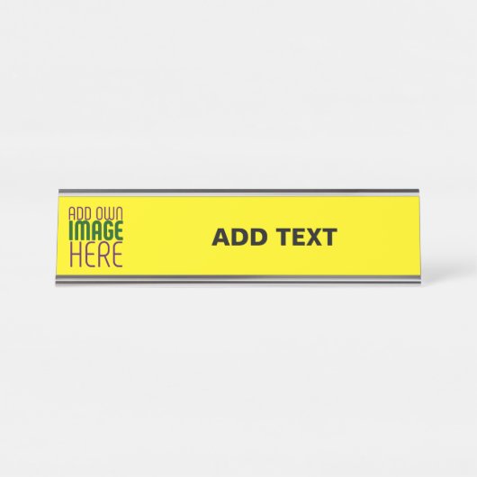 PORTE-NOM POUR BUREAU MODERNE ÉDITABLE SIMPLE JAUNE MODÈLE TEXTE IMAGE (Devant)