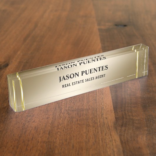 Porte-nom Pour Bureau Moderne élégant et doré (Taille)